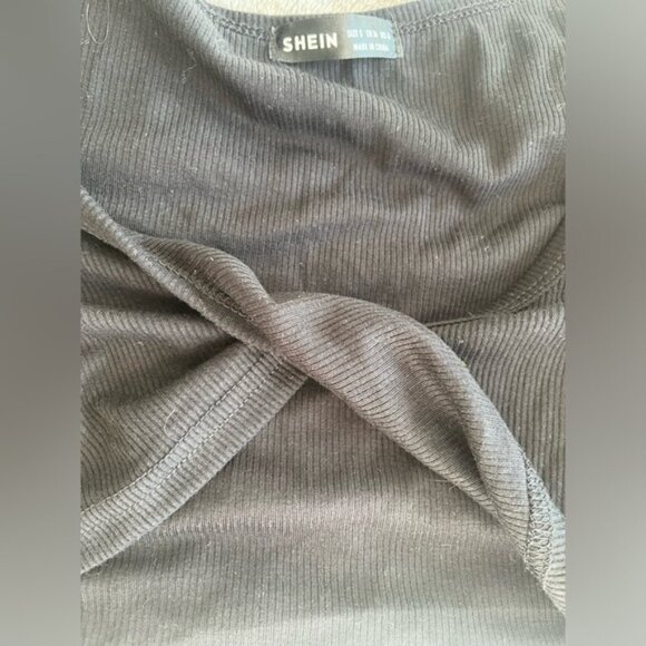 SHEIN twist front rib-knit crop top black size small - Picture 6 of 6